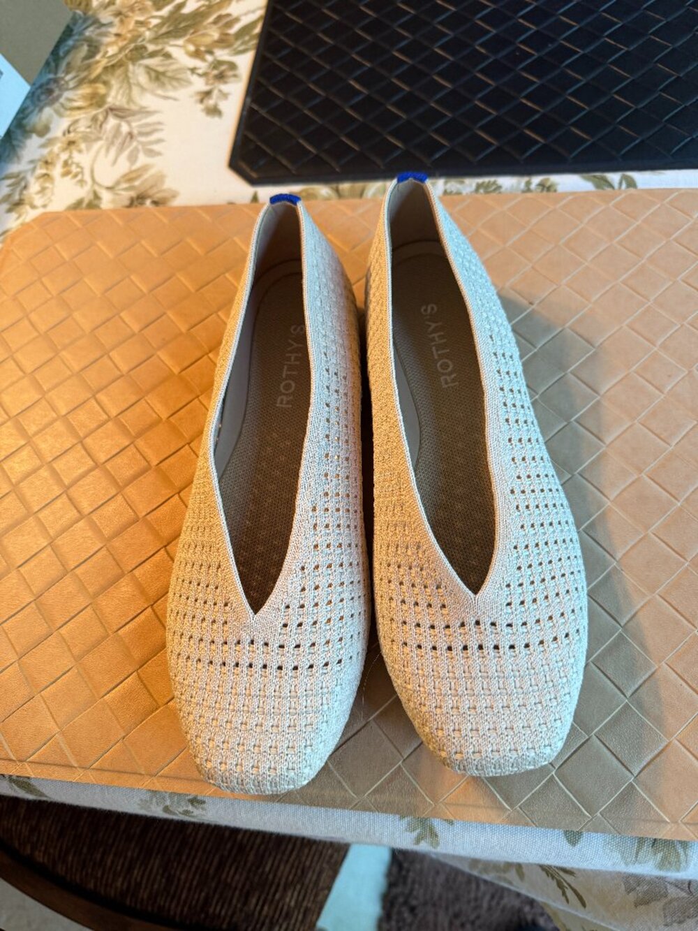 Rothy's The Max Square Ballerina Off White Mesh Size 8 New in Box